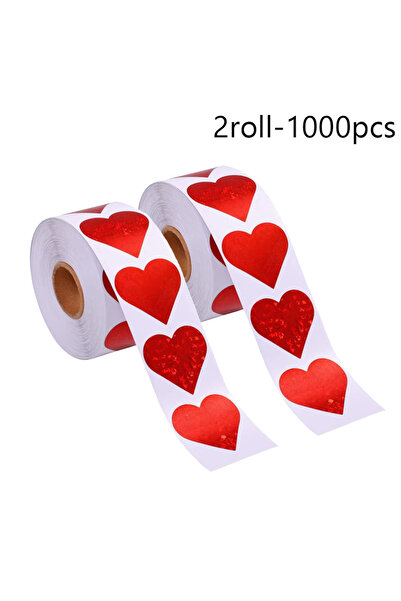 Choice1 2rolls-1000pcs Red Heart Shape Sticker Valentine's Day Paper Packagin...