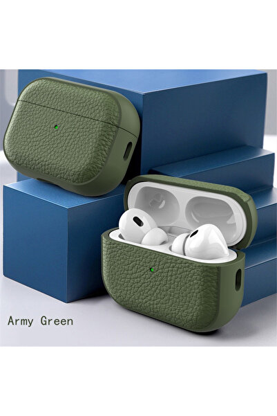 Choice24 جراب جلد أخضر عسكري لسماعات AirPods 4، متوافق مع AirPods 1 و2 و3 و4 ...