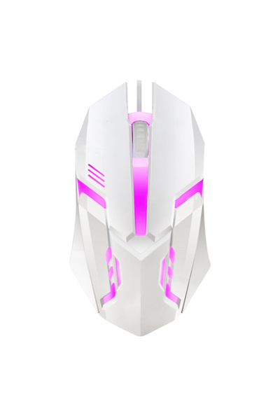 Choice ماوس ألعاب سلكي أبيض اللون بأسلاك USB، مزود بإضاءة LED ملونة، ماوس بصر...