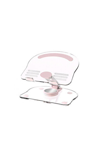 Choice حامل تابلت شفاف من أكريليك الوردي، حامل مكتبي دوار، حامل هاتف قابل للط...