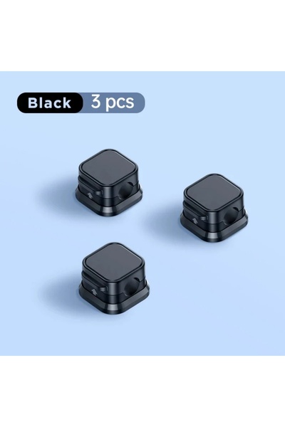Choice1 Black 3 PCS Magnetic Cable Holder Data Cord Collator Desktop Bedside ...