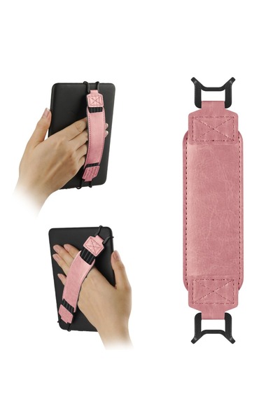 Choice7 حزام يد جلدي وردي اللون للأجهزة اللوحية من 6-7 جلد ، مضاد للسقوط والا...