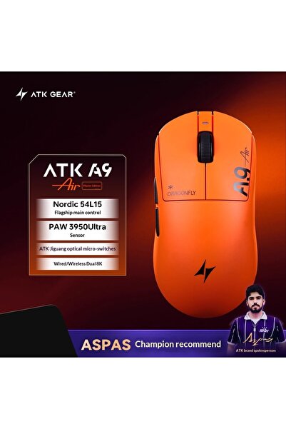 Choice8 ماوس الألعاب اللاسلكي A9AIR UltimateOrange ATK DragonFly A9 Air Ultim...
