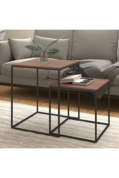 Concept Σετ τραπεζάκι σαλονιού, 2 τεμ., από επεξεργασμένο ξύλο και μέταλλο