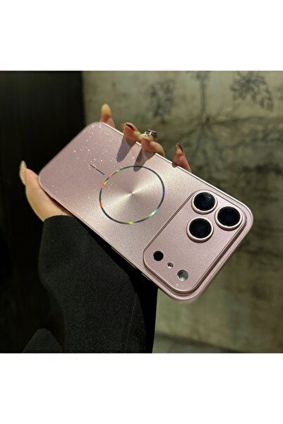 Choice غلاف هاتف مغناطيسي لامع بلون وردي لهاتف آيفون 13 QZ-BM، متوافق مع أجهز...