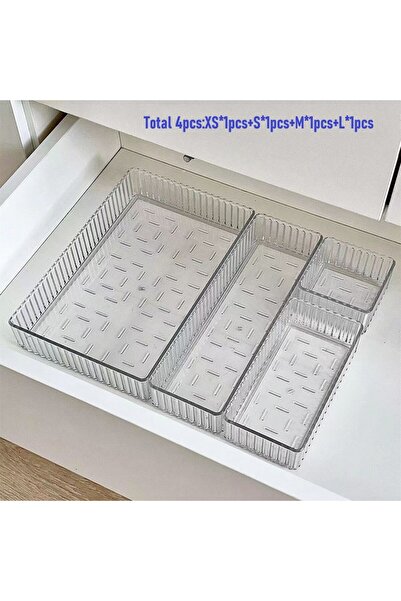 choice2 4PCS Clear Plastic Drawer Organizers Set Versatile Bathroom and Vanit...