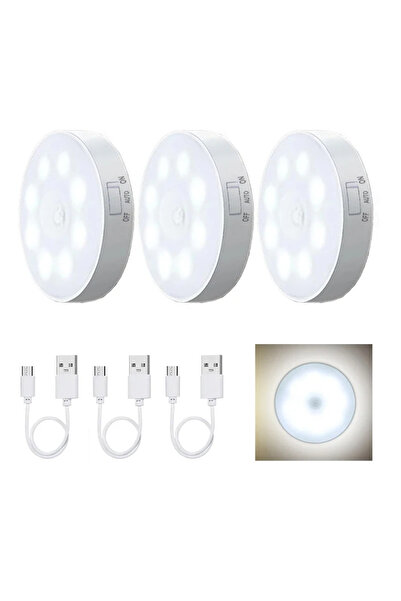 Choice1 Heinast White 3PCS Motion Sensor Light USB Rechargeable Night Light L...