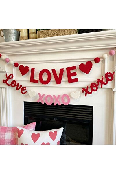 Choice14 قطعة واحدة من لافتة إكليل الزهور المصنوعة من اللباد على شكل قلب أحمر...