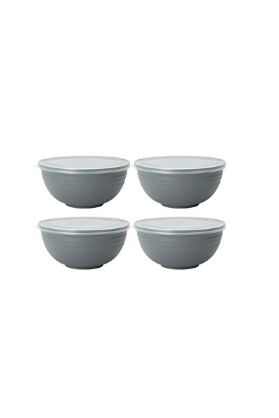 choice2 4pc-gray 2/4/6pcs Gray plastic bowl with lid reusable for home kitche...