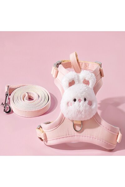 Choice4 طقم سرج ومقود صيفي لطيف على شكل حيوان باللون الوردي، قابل للتنفس، مزو...