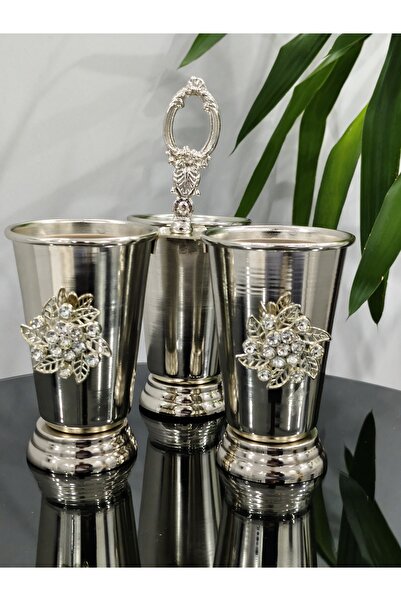 PARILTI HOME COLLECTİON 3-Piece Silver Spoon Holder Luxury Spoon Holder Table...