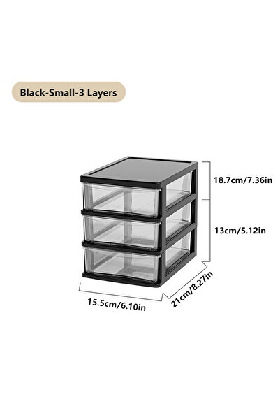 Choice Black S 3 Layers Clear Desktop Storage Box with Drawer Heightened Tabl...