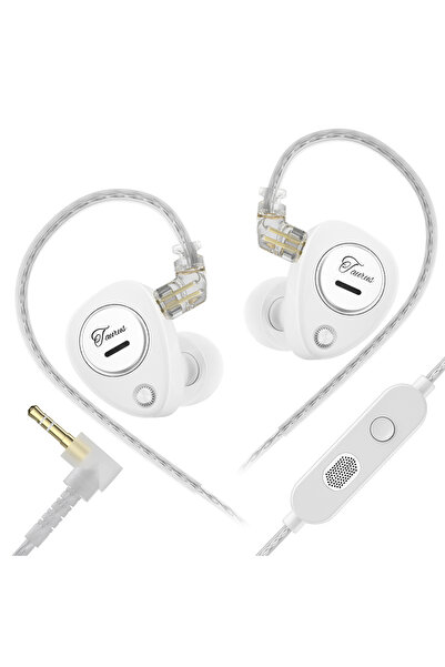 Choice1 White mic KZ Taurus Dual Dynamic Driver Wired Headphones Powerful Bas...
