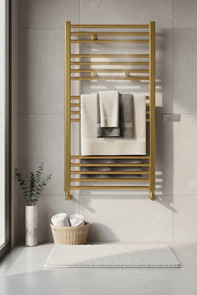 İSAOĞLU YAPI Gold Havlupan 50x70 Ebat Banyo Altın Havlupan Vanalar Dahil Set