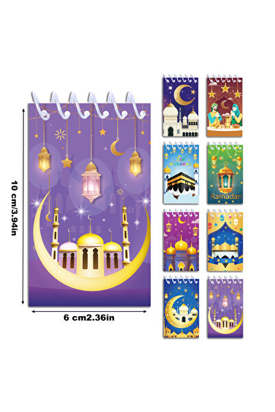 Choice 8pcs-XQ037 8pcs Eid Mubarak Mini Spiral Pket Notebooks Memo Pad Coil B...