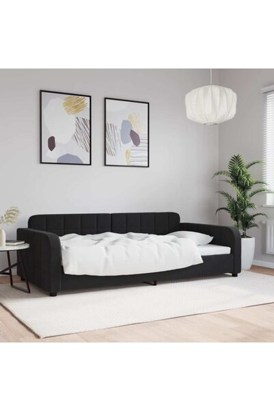 Concept Pat de zi, negru, 100x200 cm, catifea