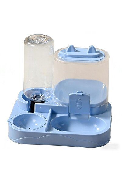 Choice3 موزع طعام وماء أوتوماتيكي للقطط، لون أزرق سماوي، الكل في واحد، سعة كبيرة