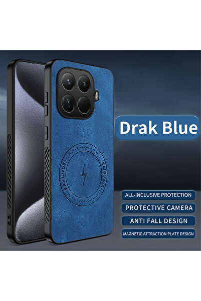 Choice1 غطاء حماية فاخر من جلد الصناعي لهاتف شاومي 15T برو باللون الأزرق، متو...