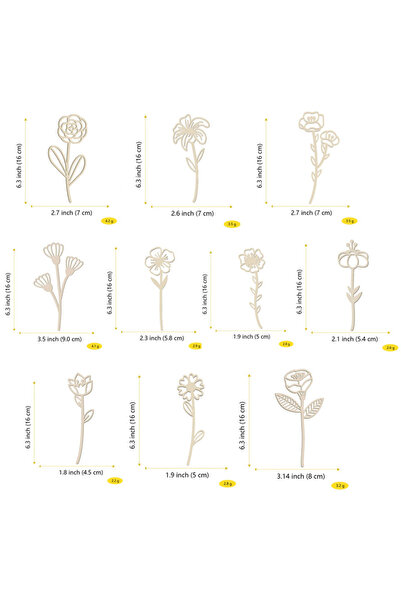 Choice 10Pcs 10Pcs Wooden Flowers Wildflowers Wall Decor Colorable Wood Flora...