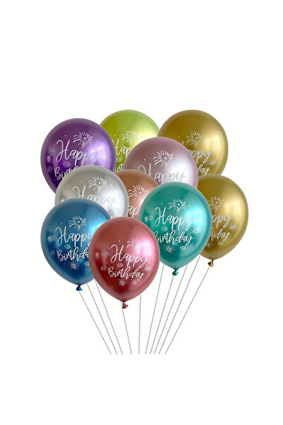 Choice بالونات عيد ميلاد متنوعة مقاس 12 بوصة، 10 قطع، بنقشة عيد ميلاد سعيد مط...