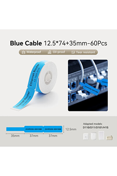 Choice3 blue Niimbot Cable Wire Label Stickers communication room flag pigtai...
