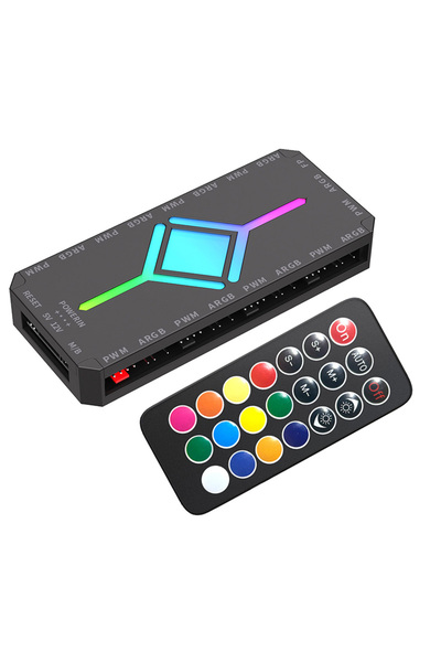 Choice black Coolcirc ARGB Chassis Fan Controller 1 to 9 Ports Splitter ARGB&...