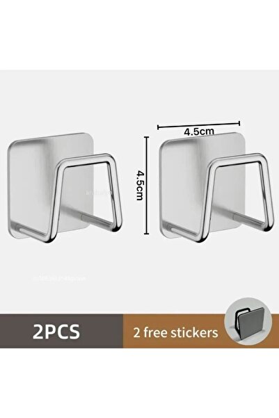 Choice14 silver-2pcs Metal Self Adhesive Hook Sink Sponge Storage Holder Kitc...