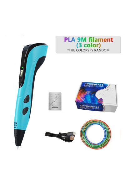 Choice1 Blue-PLA 9m NEW 3D Printing Pen 3d Pens Set with PLA 9M Filament LCD ...