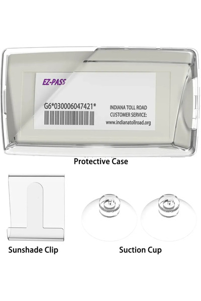 Choice حامل EZ-Pass بلاستيكي شفاف مطور للزجاج الأمامي/ قبعة بواقٍ شمسي، حامل ...