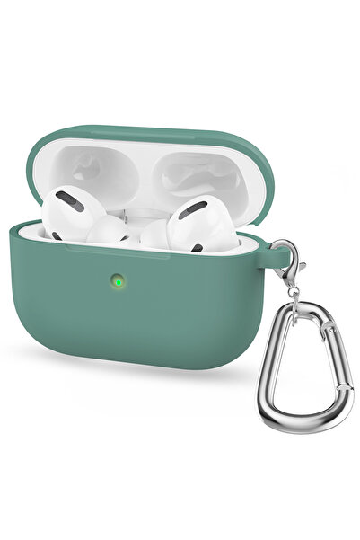 Choice12 غطاء سيليكون أخضر بنقشة إبر الصنوبر لسماعات AirPods Pro، مزود بخطاف،...