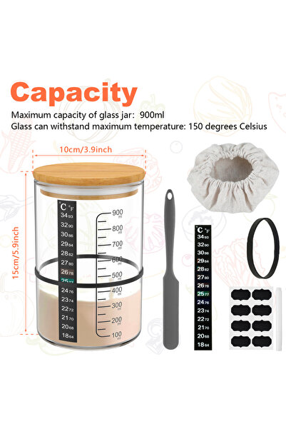 Choice4 Style 1 Sourdough Starter Jar Kit Sourdough Starter Container Baking ...