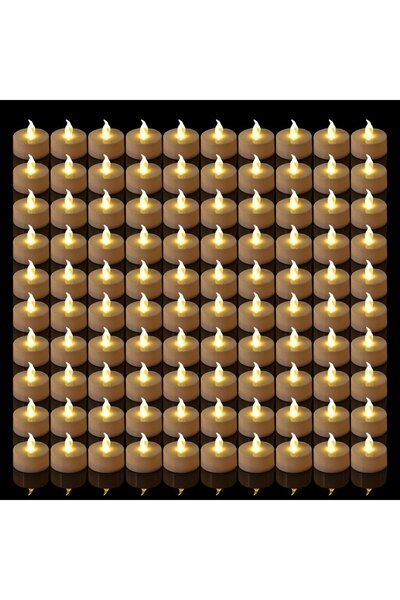 Choice شموع كاندليوم HY-CL-H100، عبوة من 100 شمعة LED صفراء دافئة بدون لهب، ت...