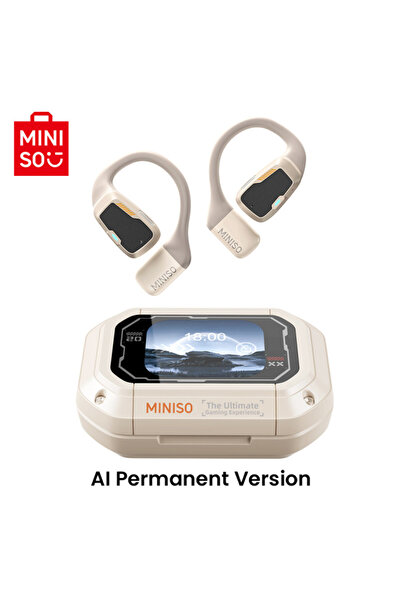 Choice1 سماعة أذن MINISO بيج مزودة بمترجم، سماعات رأس لاسلكية MINISO M98 بتقن...