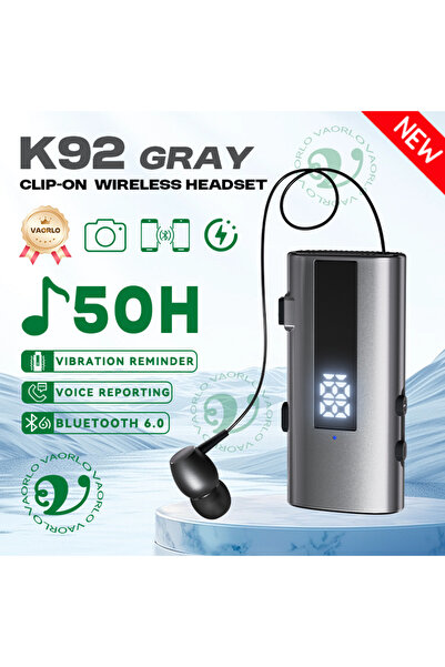 choice2 Gray K92 Bluetooth 6.0 Lavalier Business Headset Call 30h/Music 50h V...