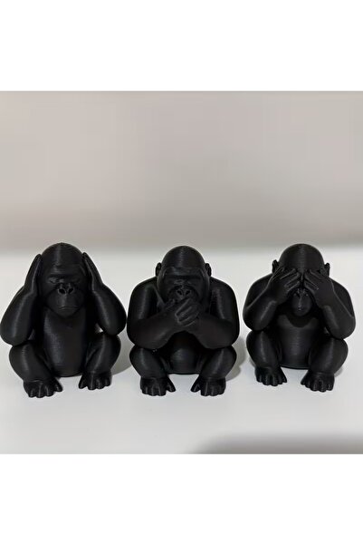 Choice black 3-Piece Set of New Three-Monkey Statues, in a Half-Squatting Pos...