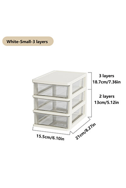 Choice1 White S 3 Layers Clear Desktop Storage Box with Drawer Heightened Tab...
