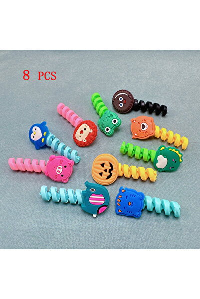 Choice 8PCS 4 pcs/8 pcs cartoon animal mobile phone charging cable protective...