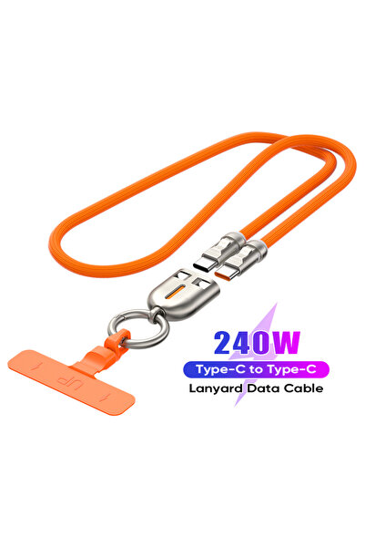Choice كابل شحن جوال من النوع C إلى النوع C برتقالي اللون بطول 120 سم وقدرة 2...
