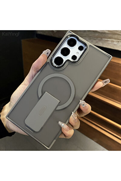 Choice جراب شحن لاسلكي مغناطيسي فاخر رمادي اللون لهاتف Galaxy S24 Ultra، متوا...