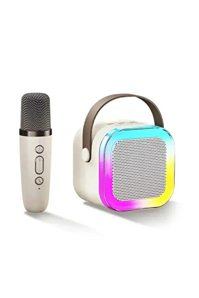 Choice4 جهاز كاريوكي K12 محمول مزود بميكروفون واحد، لون بيج، مزود بنظام مكبر ...
