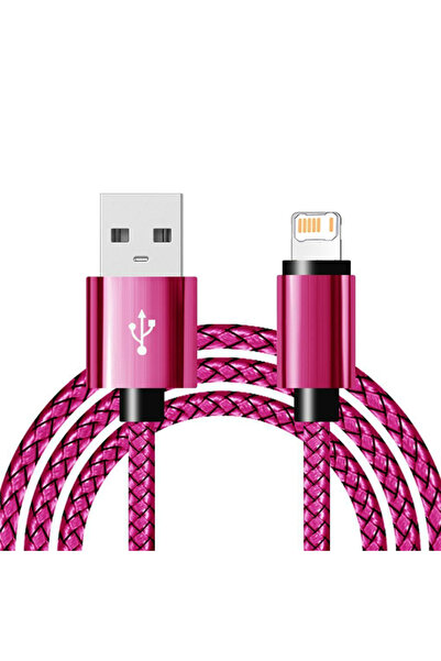 Choice4 2m Rose Red USB Fast Charging Nylon Braided Cable For iPhone X XR XS ...