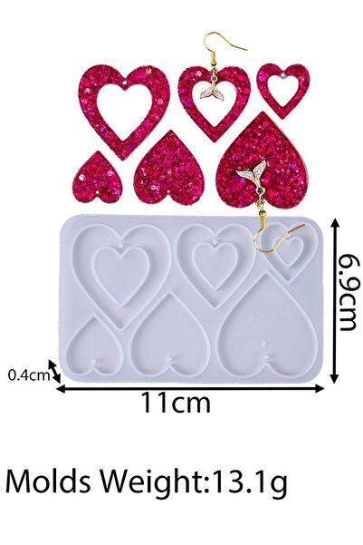 Choice1 02 Heart Series Earrings Silicone Mold DIY Love Pendant Necklace Keyc...