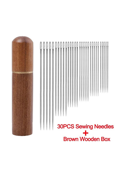 choice2 مجموعة من 30 قطعة مع علبة، 12/30 قطعة من إبر الخياطة ذات الفتحة الجان...