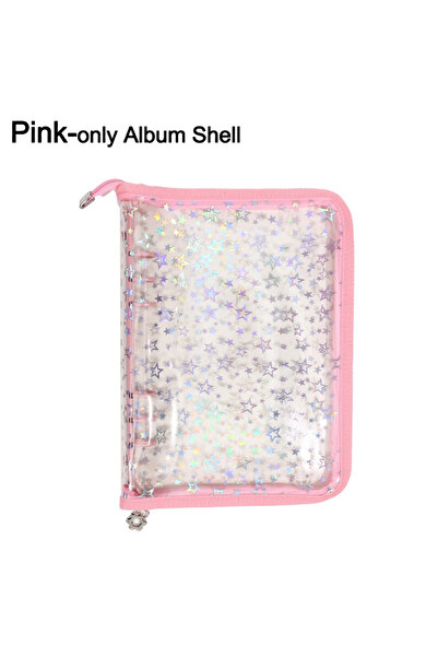 choice2 مجلد وردي اللون بسحاب على شكل نجمة ليزرية A5، منظم كتب قابل لإعادة ال...