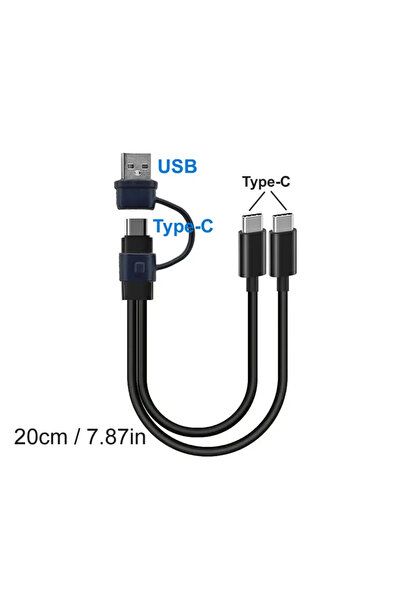Choice1 كابل شحن USB-C إلى منفذي Type-C بطول 20 سم، كابل USB-C قصير إلى Type-...
