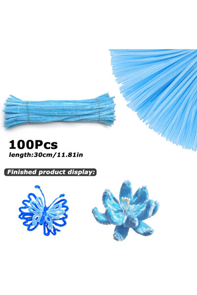 Choice19 30 سم × 0.6 سم، أزرق 1، 100 قطعة، سيقان نسيج الشنيل ملونة بطول 30 سم...