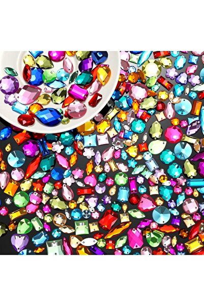 Choice 100 قطعة من أحجار الراين أكريليك متعددة الألوان، مخيطة يدويًا بأشكال م...