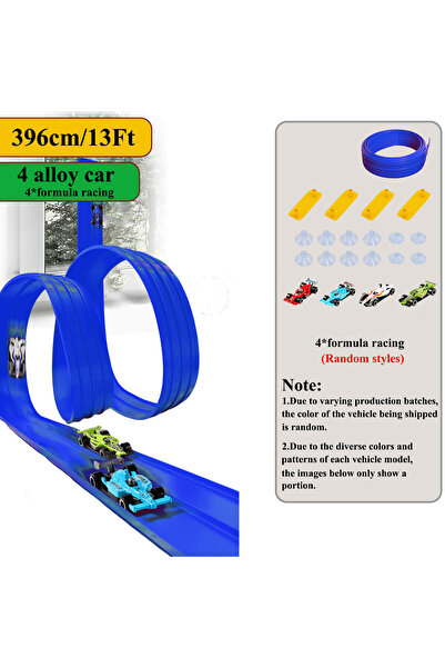 choice2 13Ft Blue 4 cars Net Bag 13Ft/16.3Ft Flexible Track Toy & Miniature C...