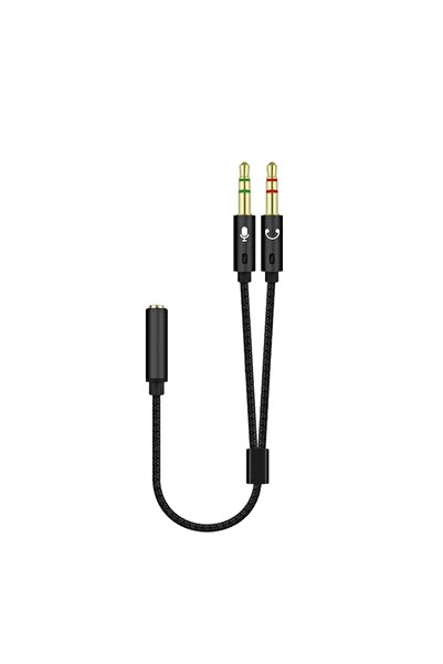 Choice Black Headphone Y Splitter 3.5mm 1 Female To 2 Male 3.5mm Mic Audio He...