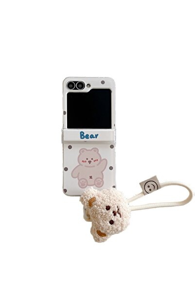 Choice9 غلاف هاتف Galaxy Z Flip 5 مع حزام، بتصميم موجة كورية ونقطة ودب كرتوني...